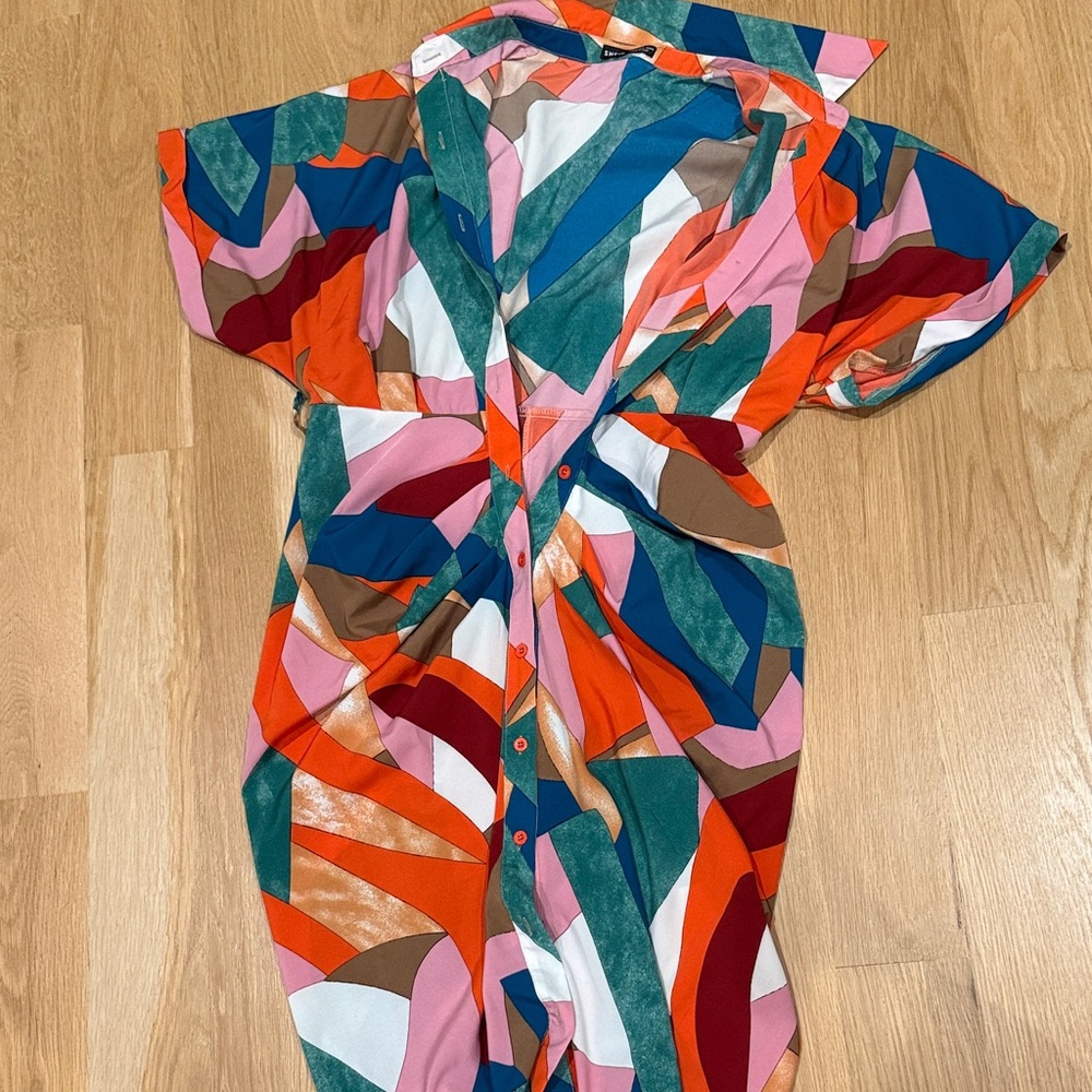 SHEIN Colorful Abstract Pattern shirt color Dress